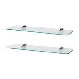 Harbour Housewares Rounded Floating Glass Shelf - 50cm - Metallic Brackets - Bathroom Shower Storage Vanity Display Unit Shelf Silver Chrome 2