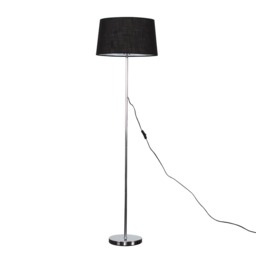 ValueLights Charlie Chrome Floor Lamp Black Doretta Shade and Bulb