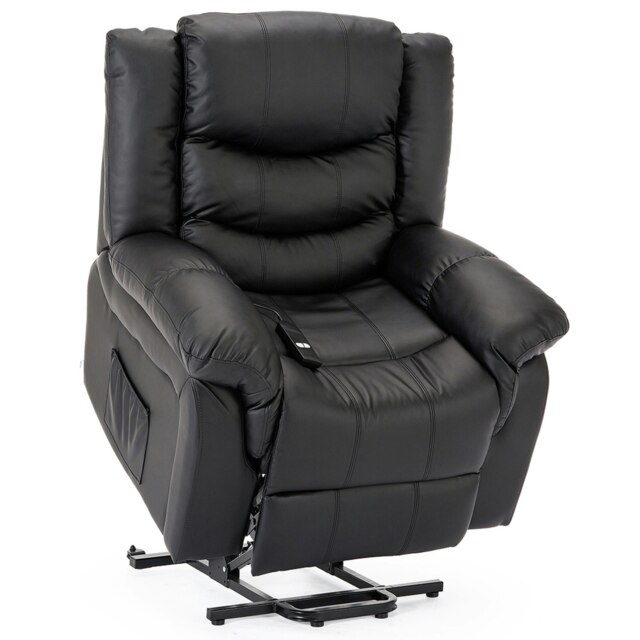 Seattle Electric Single Motor Rise Recliner Bonded Leather Chair (Black)