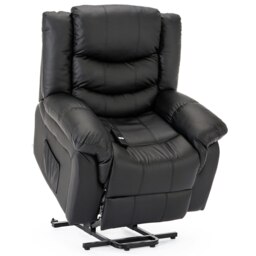 Seattle Electric Single Motor Rise Recliner Bonded Leather Chair (Black)