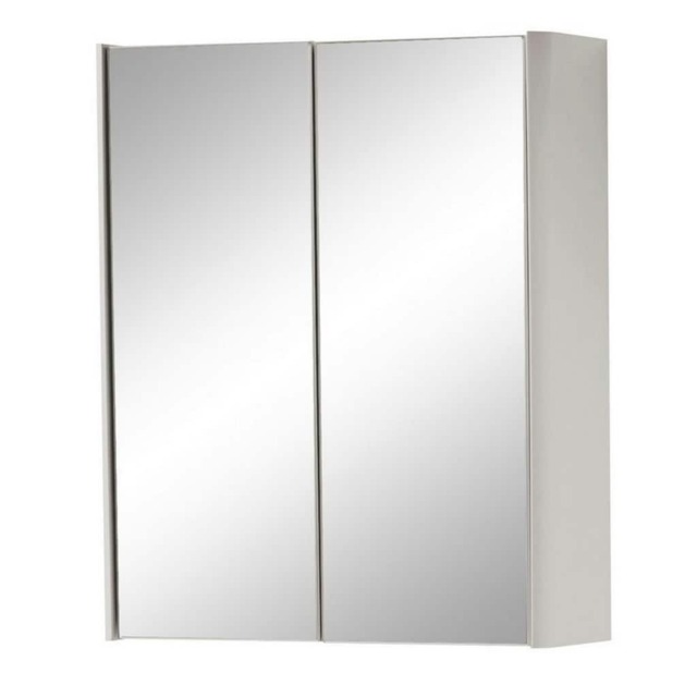 2-Door Mirror Bathroom Cabinet 600mm H x 500mm W - Cashmere - (Arch) Grey Grey 1