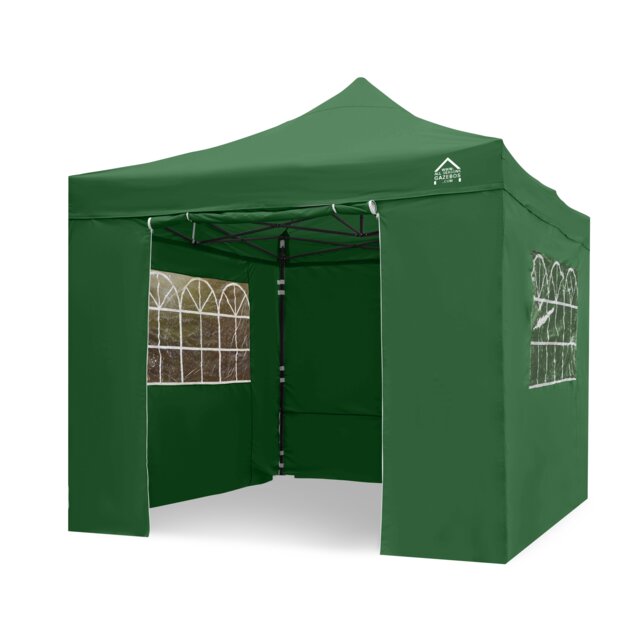 All Seasons Gazebos 3x3 Pop up Garden Gazebo with Heavy Weight Side Panels -Green
