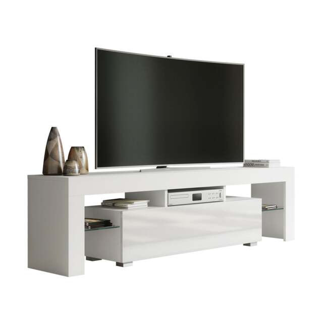 TV Unit TV Stand Cabinet White Gloss Media Console Sideboard Storage 160cm