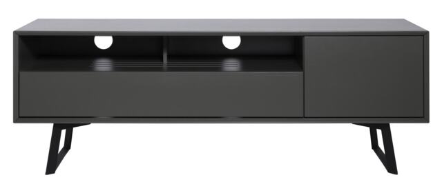 Carbon TV-Stand with 1 Flap and 1 Door Grey Black Black and Grey One Size 44