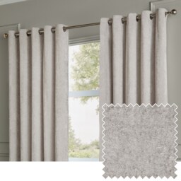 Paoletti Lustre Velvet Fully Lined Eyelet Curtain Pair, Silver, (W) 168 x (D) 137cm Silver Silver 1
