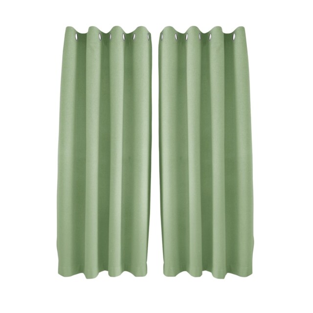 Olive Green Linen Blackout Eyelet Curtains - 46x54 Inch Drop - 2 Panel Green One Size