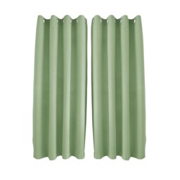 Olive Green Linen Blackout Eyelet Curtains - 46x54 Inch Drop - 2 Panel Green One Size
