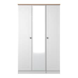 Surrey Triple Mirror Wardrobe in White Ash & Bardolino Oak (Ready Assembled) White White Ash & Bardolino Oak