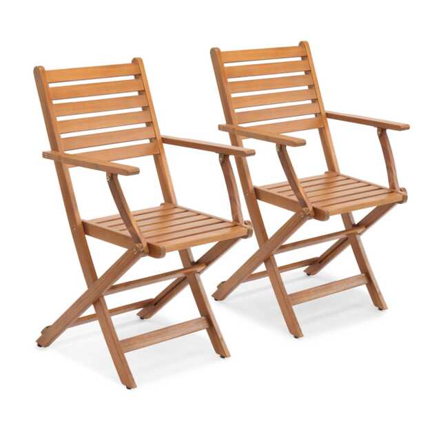 Vonhaus Cannes Acacia Hardwood Folding Wooden Garden Chairs Set of 2