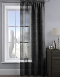 Velosso Alessandria Sparkle Slot Top Voile Panel - 137cm x 137cm Black Black