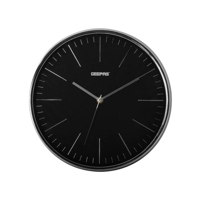 GEEPAS 3D Wall Clock with Glass Cover Black