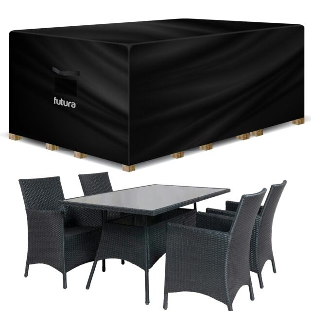 Futura Rectangular 150x90x75cm Waterproof Garden Furniture Cover 600D Black Black 150x90x75cm 1