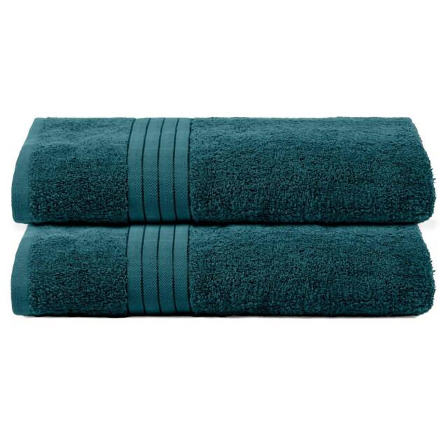 OHS 2 x Luxury Super Soft 100% Cotton 500GSM Jumbo Bath Sheets, 90x150cm - Dark Teal