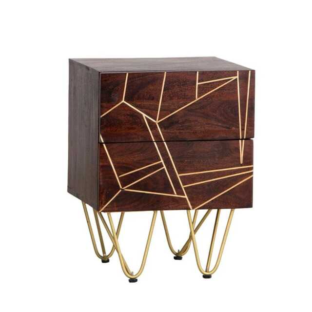 Jusleen Solid Mango Wood 2 Drawer Lamp Table Brown