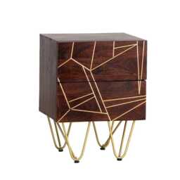 Jusleen Solid Mango Wood 2 Drawer Lamp Table Brown