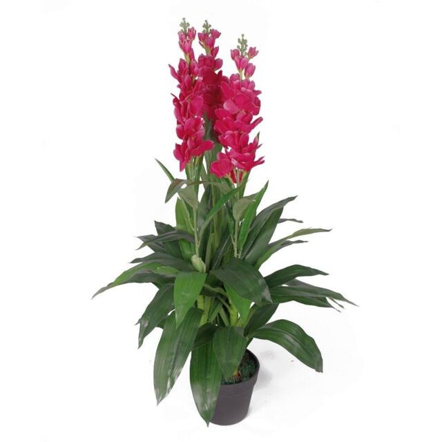 Artificial 100cm Cymbidium Orchid Plant - Extra Large - Dark Pink Flowers