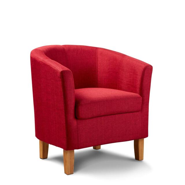 Fabric Tub Chair Colour Range Wooden Legs Armchair Living Room Modern Office Red