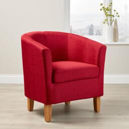 Fabric Tub Chair Colour Range Wooden Legs Armchair Living Room Modern Office Red