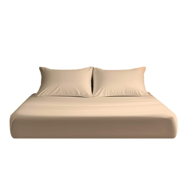 Microfibre Soft Touch Fitted Sheet 25cm Skirt Plain Dyed Bed Linen Cream Cream Small Double