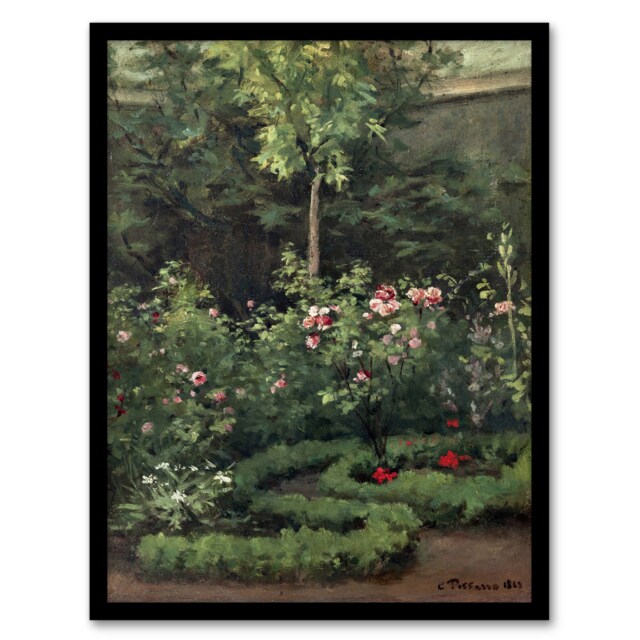 "A Rose Garden Landscape Camille Pissarro Framed Wall Art Print 12X16"""
