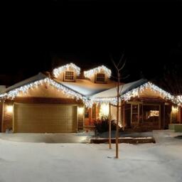 2.5m/8ft Bright Cool Ice White Connectable Icicle Lights 83 MAINS Power LED 8 Modes Memory & Timer Outdoor Weatherproof Christmas