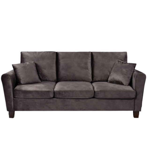 Plush Velvet 3 Seat Sofa in Mink