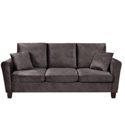 Plush Velvet 3 Seat Sofa in Mink