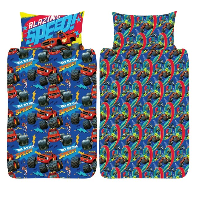 Blaze & The Monster Machines Blazing Duvet Cover Set - Blue/Red - Single Blue Single