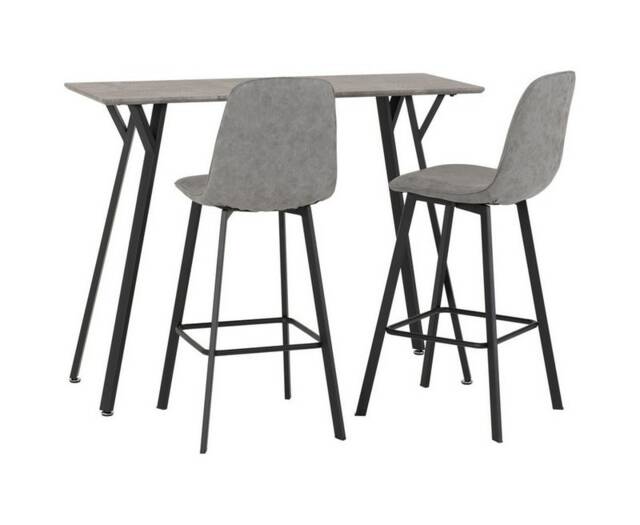 Quebec Bar Table Set - Concrete Effect - Black - Grey Faux Leather Grey 3