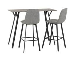 Quebec Bar Table Set - Concrete Effect - Black - Grey Faux Leather Grey 3