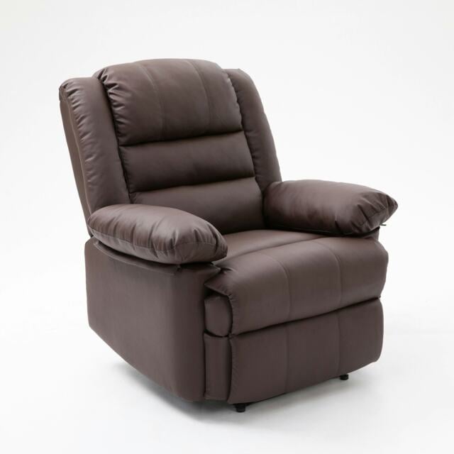 Kensington Leather Latch Recliner Armchair Brown Brown