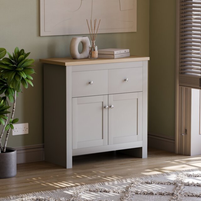 Vida Designs Arlington 2 Drawer 2 Door Sideboard Shaker Buffet Cabinet Storage, Grey & Oak Grey Grey & Oak 1