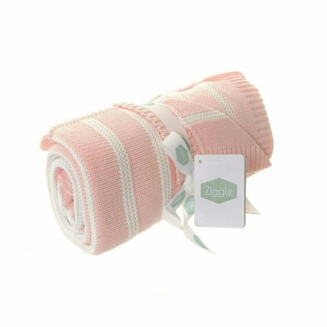 Ziggle Pink & White Stripes Baby Blanket