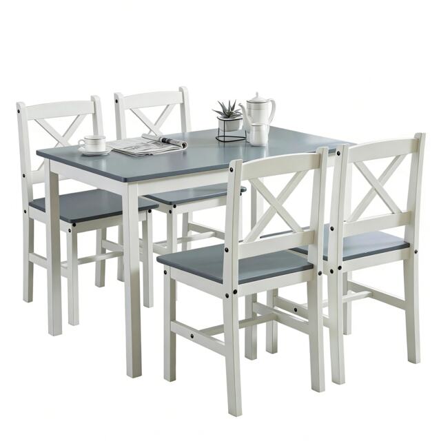 Solid Wooden Kitchen Dining Table and 4 Chairs