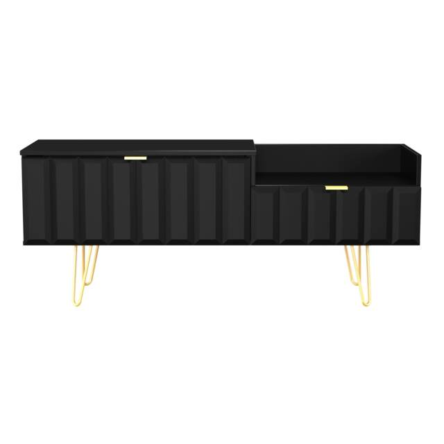 Metro 2 Drawer 2 Level Media Unit in Black Matt (Ready Assembled) Black Black Matt