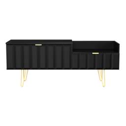 Metro 2 Drawer 2 Level Media Unit in Black Matt (Ready Assembled) Black Black Matt