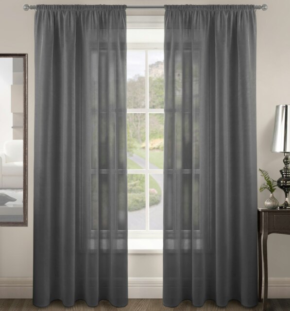Velosso Riva Slot Top Voile Panel - 150cm x 122cm Grey Charcoal