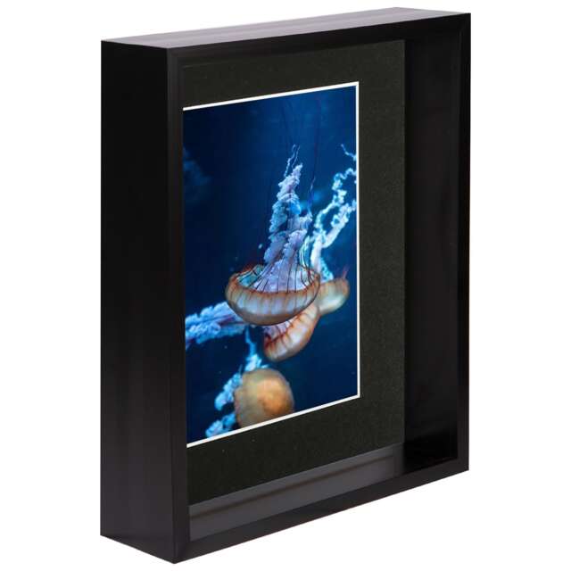 "Nicola Spring 8 x 10"" Deep Photo Frame - Black/Black Mount - 3D Deep Box Picture Frame Display Case (27.5 x 22.5cm)"