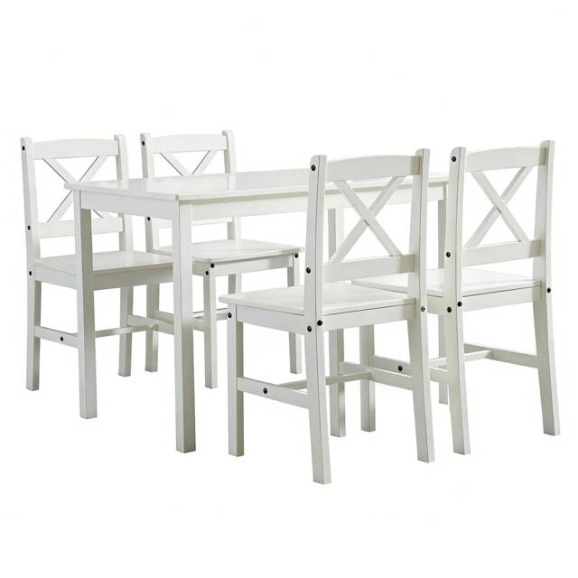 Solid Wooden Kitchen Dining Table and 4 Chairs