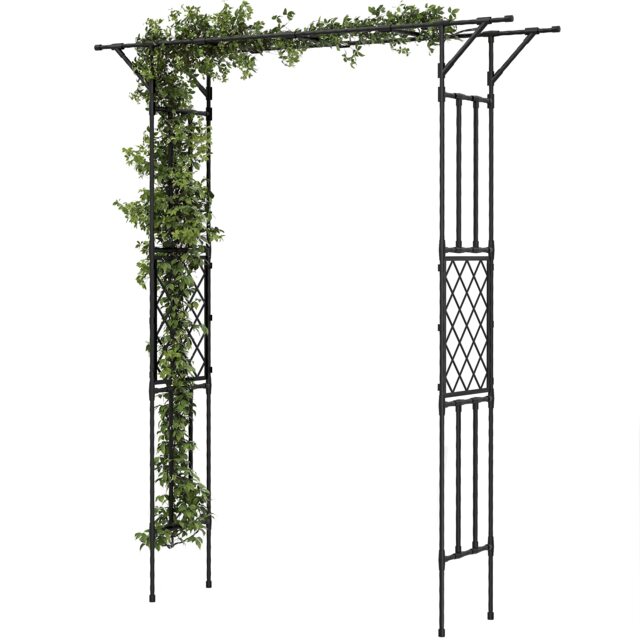 Outsunny Garden Arch, Rose Arch, 180 x 40 x 215 cm, Black Black Black