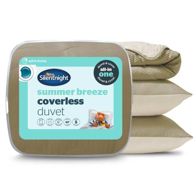 Silentnight Summer Breeze 4.5 Tog Coverless Duvet and Pillowcase Set, Olive and Cream Green Olive