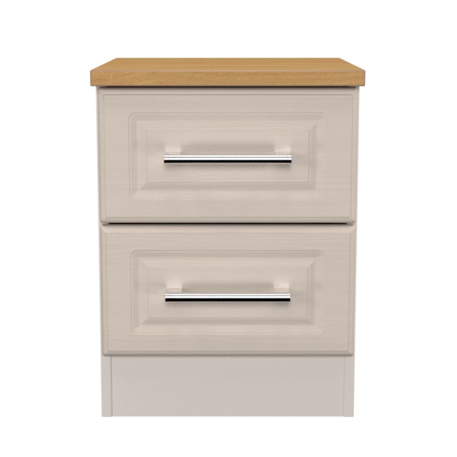 Norfolk 2 Drawer Compact Bedside Cabinet in Kashmir Ash & Modern Oak (Ready Assembled) Cream Kashmir Ash & Modern Oak