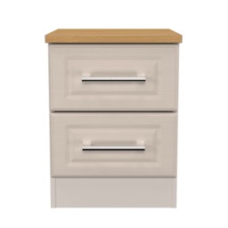 Norfolk 2 Drawer Compact Bedside Cabinet in Kashmir Ash & Modern Oak (Ready Assembled) Cream Kashmir Ash & Modern Oak