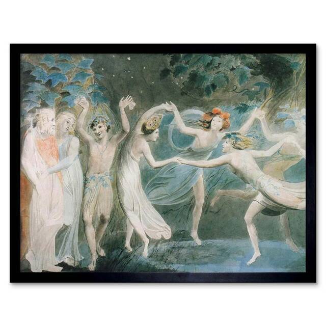 William Blake Oberon Titania Puck Fairies Dancing Framed Wall Art Print
