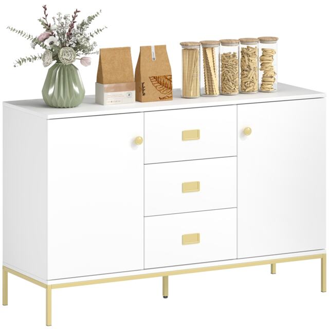 HOMCOM Modern Sideboard, Storage Cabinet, Accent Cupboard White White White