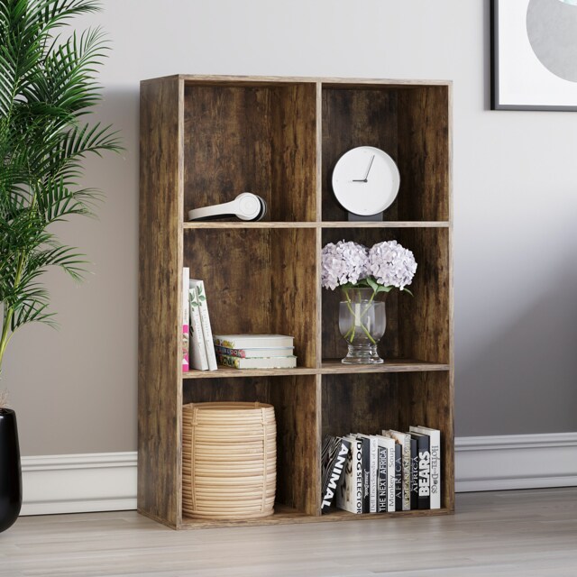 Vida Designs Durham 2x3 Cube Storage Bookcase Display Unit, Dark Wood