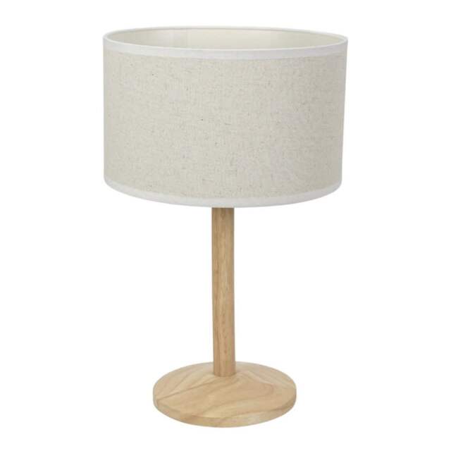 ValueLights Triston Light Wood Table Lamp White Trim Shade and Bulb
