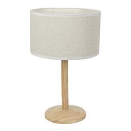 ValueLights Triston Light Wood Table Lamp White Trim Shade and Bulb