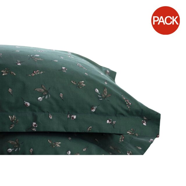 Belledorm Aiyla Oxford Pillowcase (Pack of 2) - Bottle Green - 76cm x 51cm Green