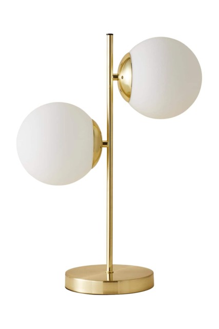 ValueLights Jas Gold Metal Table Lamp White Frosted Glass Shades